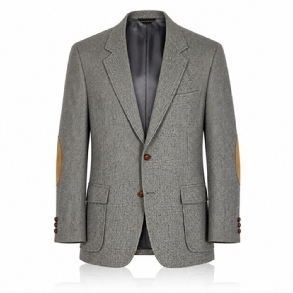 Pendleton Sport Coat Mens 46 Gray Herringbone Wool Tweed Elbow Patch